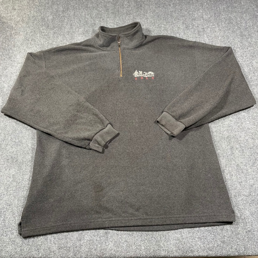 VTG Disney Walt Disney World 2000 1/4‎ Zip Fleece Mens 3XL Logo Gray Made in USA